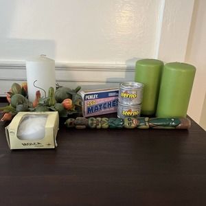 Candle Themed Lot- Pillar, Scented, Sterno Cans, Fall Harvest, Molca Floating